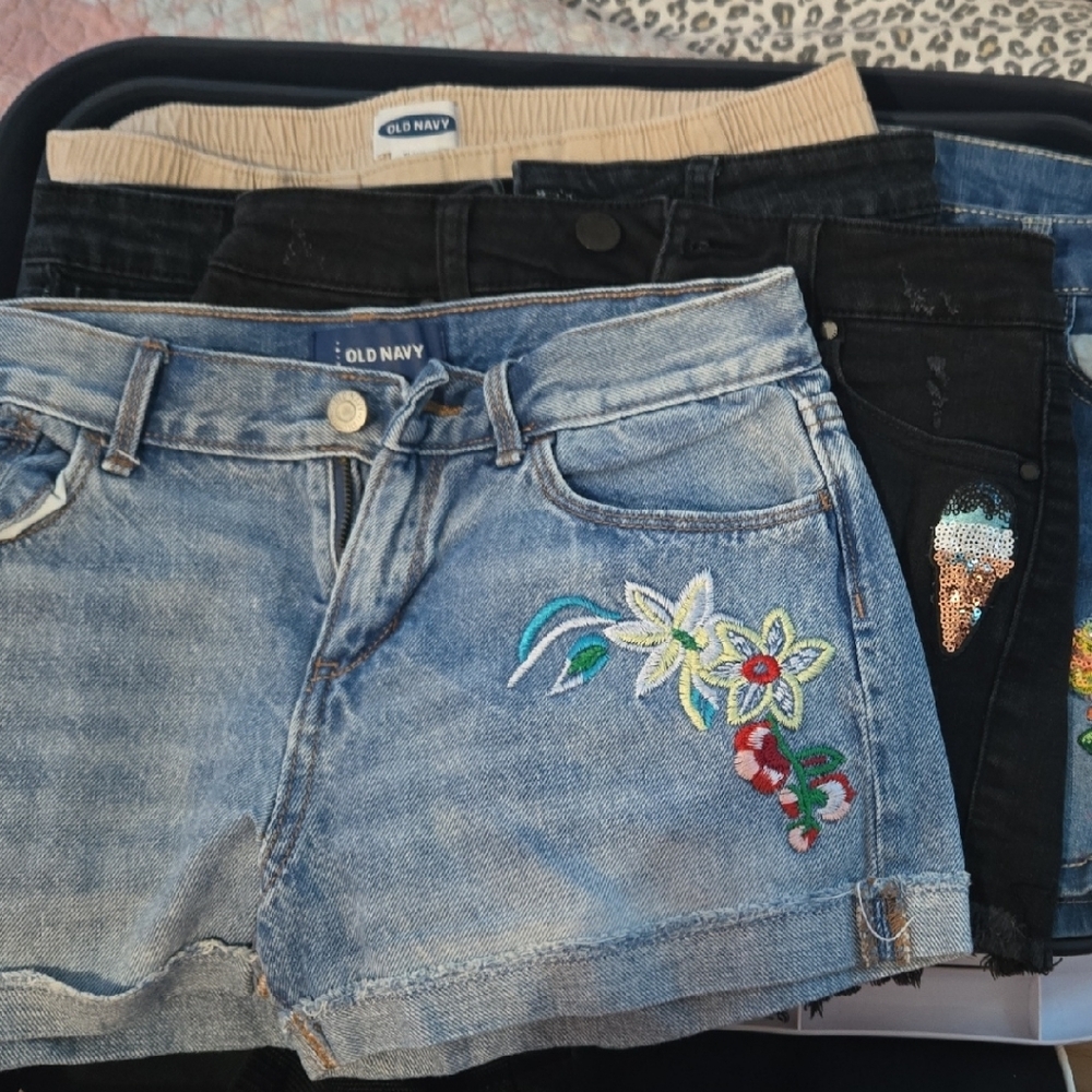 Kids Old Navy Blue Denim Jeans with Butterfly Embroidery